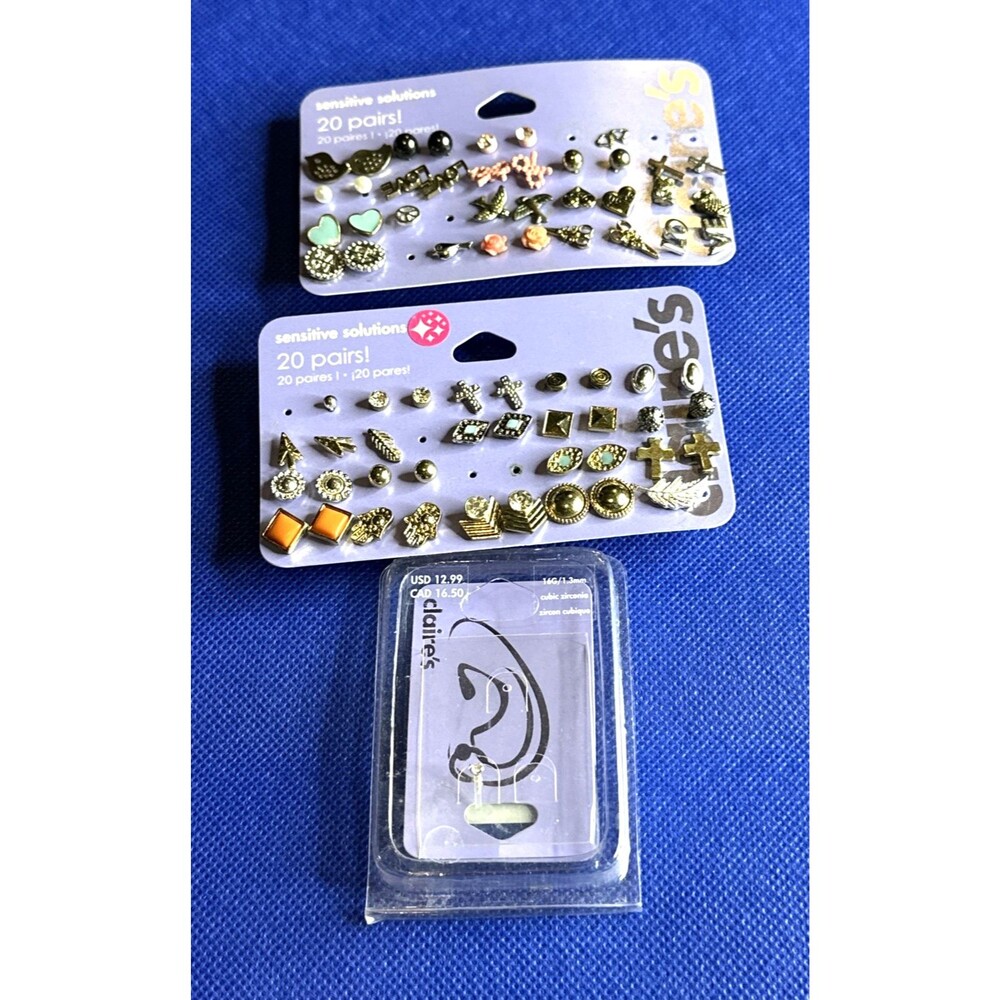 Earrings 32 Pairs + 6 Singles + Cubic Zirconia Stud Claire's Sensitive Solutions